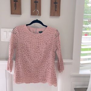 J CREW 3/4 Sleeve Pink Mauve Lace Blouse 2